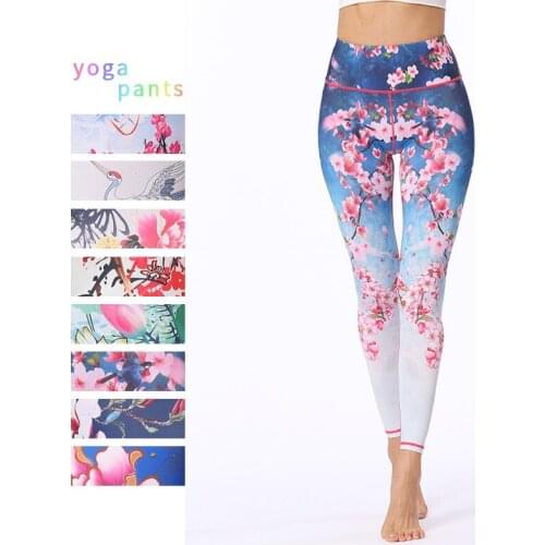 2019 Gym Women Fitness Yoga Pants Slim High Waist Sport Leggings Elastic Romantic Printed Long Tights For Running Tummy Control
