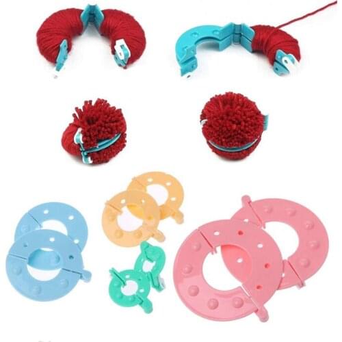 4Pcs Fluff Ball Weaver Knitted Tools Yarn Pompon Wool Plush Ball Knitting Loom Kit Kids DIY Diy Craft Supplies Maker Knitting