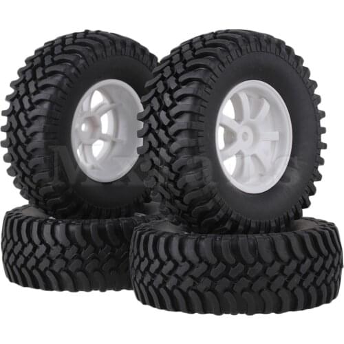 Mxfans 4 x RC1:10 Rock Crawler Simulation Rubber Tyre + Plastic 7 Spoke Wheel Rim