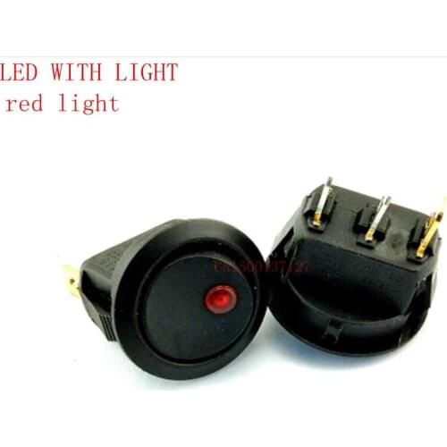 5pcs 3pin ON/OFF Ship type switch with lamp LED red light round switch power switch