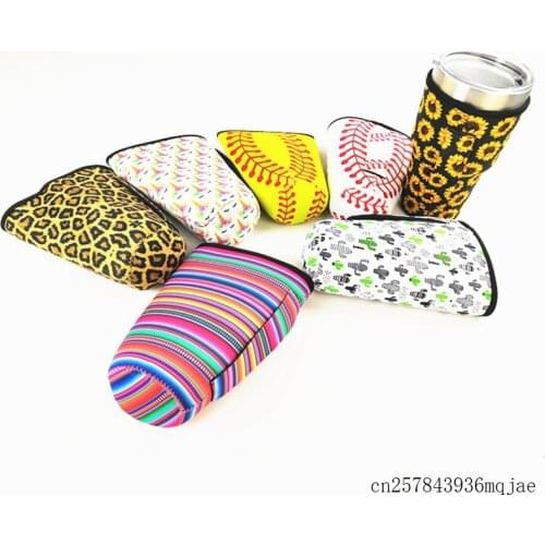 50 Pcs Leopard Water Bottle Covers Tumbler Carrier Pouch Rainbow Case Mermaid Neoprene Insulated Sleeve Bag for 30oz Tumbler Cup