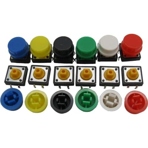 50PCS B3F-4055 Tactile Touch Push Button Switch Momentary 12*12*7.3MM tact Micro switch button +50PCS colors Tact Cap
