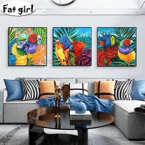 Birds Parrots Plant Diamond Painting Diy Full Square Round Drill 5D Handmade Crafts Animal Embroidery Mosaic Flower Home Decor