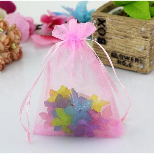 Free Shipping 50pcs Pink Organza Jewelry Bag 30x40cm Drawstring Organza Gift Bag Large Cosmetics Jewelry Packaging Bag Pouches