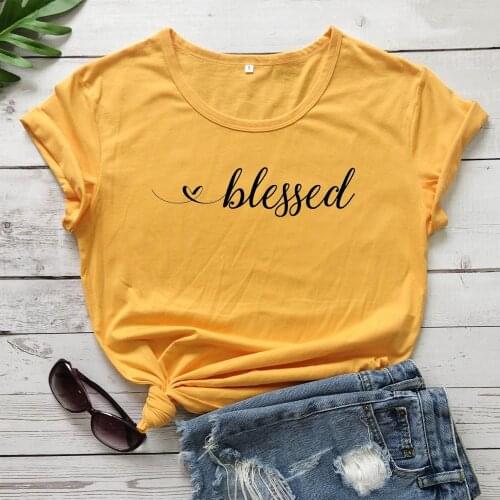 Blessed heart graphic women fashion unisex church Christian Bible baptism personality religion pastel aesthetic tees tops M107