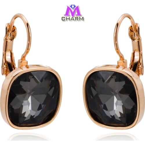 Brand Original!2015 New Fashion Square Austrian Rhinestone SWA Crystal Jewelry Drop Earrings For Women,Wholesales E0612-06