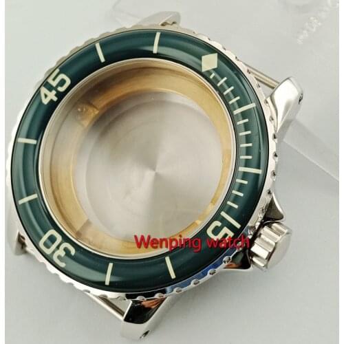 Corgeut 45mm Sapphire glass watch housing WATCH CASE with bezel fit ETA2836, miyota 8215,8205 automatic movement p830