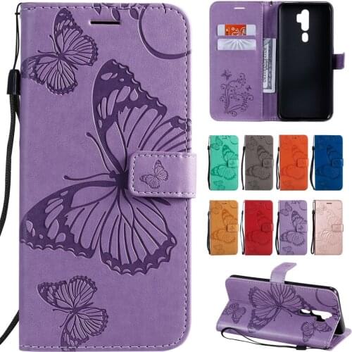 Sunjolly Phone Case for OPPO Reno 4 5G Butterfly Flip Wallet PU Leather Cases Cover coque for OPPO Reno 4 Pro 5G Cases fundas
