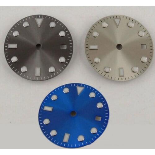 28.5mm Blue Grey Sterile Watch Dial Luminous Date Window Fit ETA 2836 Miyota 8215 Movement