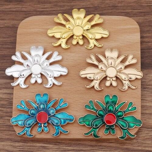 10 PCS 35*50mm Gold Silver Plated Lotus Flower DIY Handmade Metal Alloy Drops Of Oil Flowers Accessories For Jewelry Making