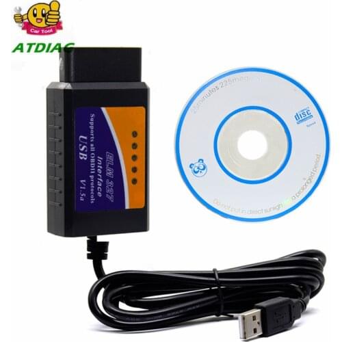 OBD2 ELM327 Bluetooth USB V1.5 Car Diagnostic USB Cable Interface Supports All OBD2 Protocols For Window ELM 327 USB OBD Scanner