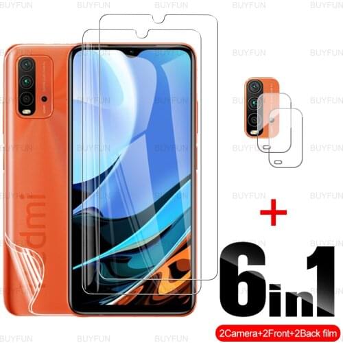 For Redmi 9T 6.53inch 6in1 HD Front Tempered Glass Back Hydrogel Film for redmi9t redmy 9 redme9 9a 9c 9nfc camera lens film