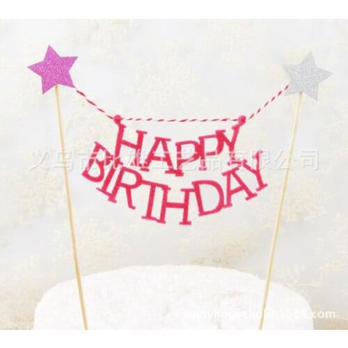 Cake Flag Happy Birthday Cake Topper Set Cupcake Flags Banner Decoration Party Decoration Party Cake Decor Supplies