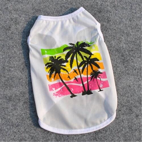Hawaii White Summer Dog Vest Pets Puppy Apparel Cool Vest Coconut Palm T-shirt Summer Cotton Shirt For Dogs Pet Accessories XS-L