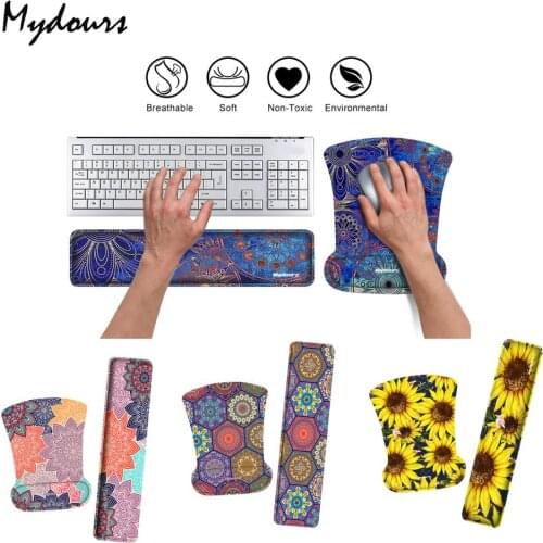 Gaming Keyboard Wrist Rest Pad Mouse Keyboard 3D Gel Wrist Rest Support Pad Set Ergonomic Wrist Cushion Support with Memory Foam