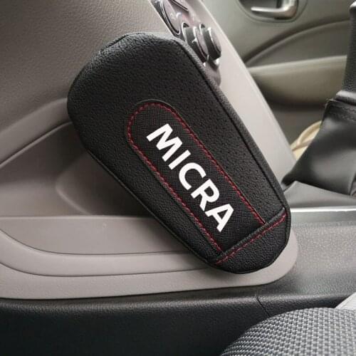 Leather Thigh Support Knee Pad Car Door armrest pad Interior Car Accessories For Nissan Micra
