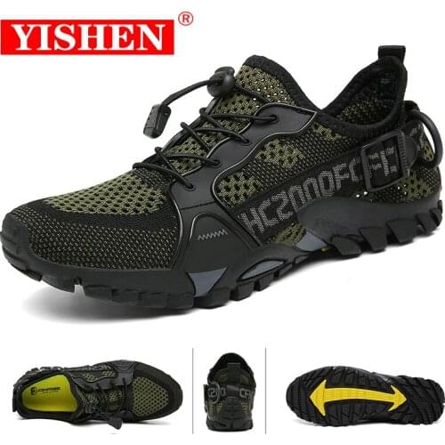 YISHEN Summer Breathable Men Hiking Shoes Suede Mesh Outdoor Men Sneakers Climbing Shoes Women Sport Shoes Quick-dry Water Shoes
