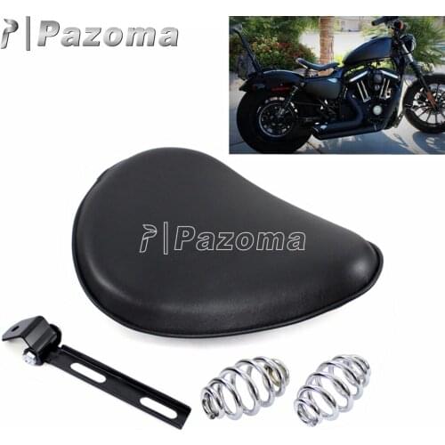 Motorcycle Solo Seat Spring Seat Cushion Black Vintage Solo Driver Seat Pad w/ Bracket For Harley Honda Sportster Bobber Chopper