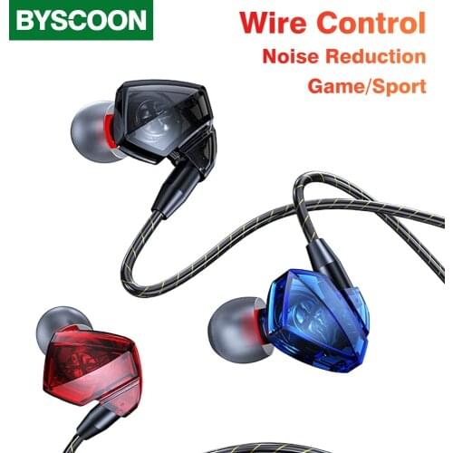 Byscoon 3.5mm Jack Wired Earphone Bass Headphones Noise Reduction Sport Earphones Wired Gaming Headset For Xiaomi OPPO Honor