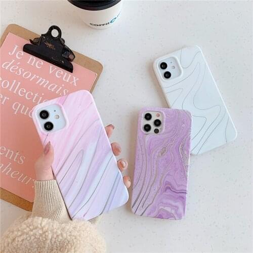 Luxury Laser Giltter Pink Purple Marble Phone Case For iPhone 12 Mini 11 Pro XS MAX XR X 7 8 Plus SE 2020 Soft Cover Coque Women