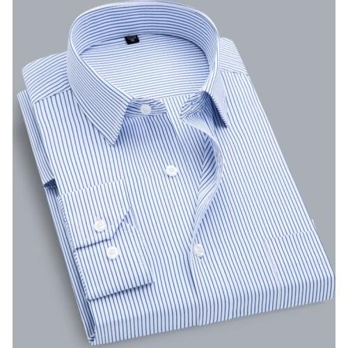Stripe shirt men Business dress Long Sleeve men shirt Slim Fit tuxedo shirt formal mens dress shirts Plus Size 7XL 8XL 9XL