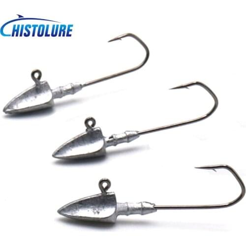 HISTOLURE 5pcs/lot Fishing Jig Head Hooks 3.5g 5g 7g 10g Triangle barb Baitholder Lead Jig Heads Fishing Tackle Hook