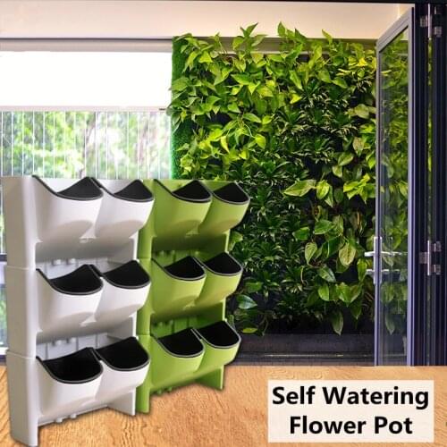 Self Watering Flower Pot Stackable Vertical Planter Wall Hanging Durable For Garden Balcony EF