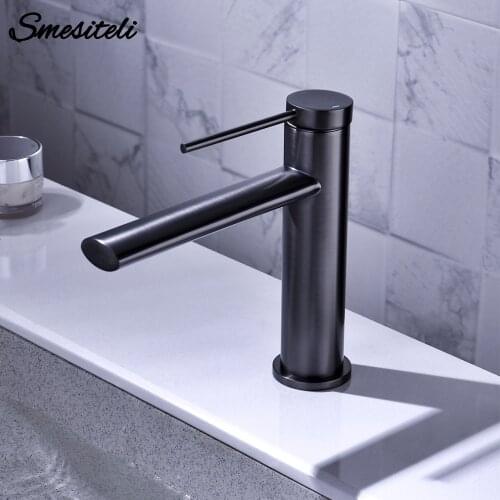 Brass Black Deck Mounted Single Hole Single Handle Hot Cold Bathroom Mixer Sink Tap Basin Faucet Vanity Water Tapware