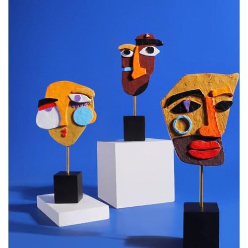 Modern Resin Statue Sculpture Mask Creative Abstract Sculpture nordic decoration home Art Office Decoration Resin Ornaments