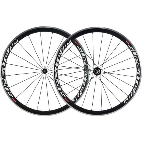 SuperTeam Carbon Fiber Quality Road Wheelet 700c Clincher 38mm Alloy Wheels Glossy