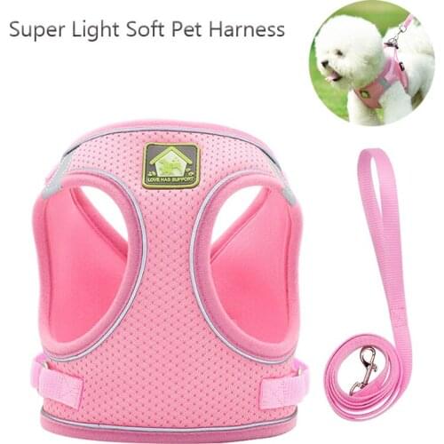 Reflective Nylon Mesh Puppy Cat Dog Harnesses Super Light Soft Mesh Vest Dog Harness and Leash Set for Chihuahua Pet Supplies