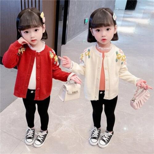 Girls Sweater Kids Babys Coat Outwear 2021 Cardigan Thicken Warm Winter Autumn Knitting Tops Pure Cotton School Childrens Clot