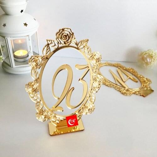 TX Wedding Table Numbers Table Signs for Weddings Table Centerpieces with Base Freestanding Acrylic Table Markers Laser Cut Rose