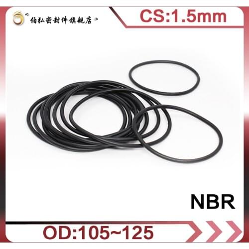 Nitrile Rubber O-Ring 1PCS/lot Black NBR Sealing CS1.5mm OD105/125mm O-Ring Seal Gasket Ring