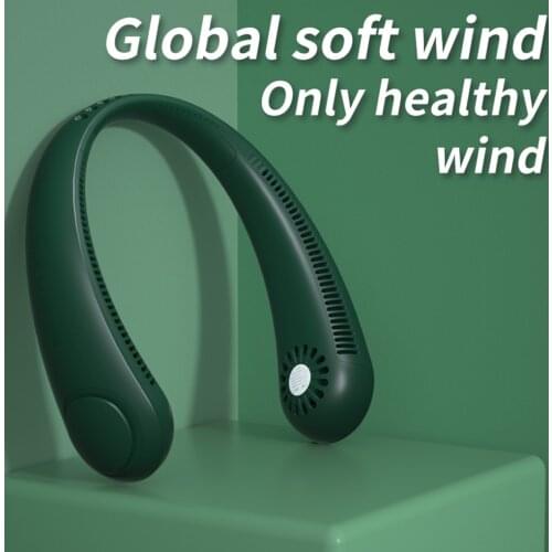 Mini Bladeless Fan Neck Hanging Fan 2400mAh USB Rechargeable Fan Mute Sports Fans for Home Outdoor 3 Speed Adjust Portable Fan