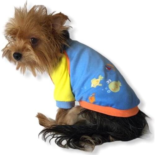 Yellow Fishy Sweat, Sweater for Small Breeds, Dog Clothes, Pet Clothes