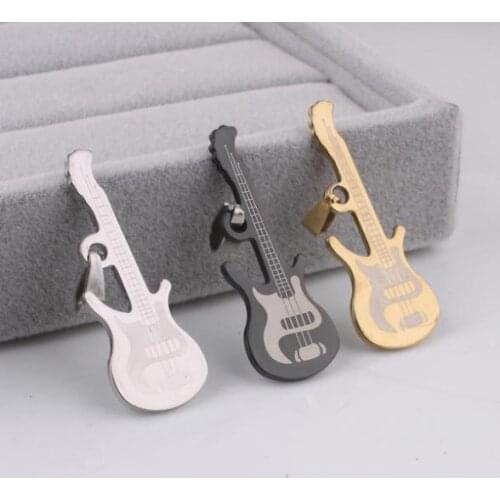 3 color prite Guitar pendant necklaces bead chain for men 316L Stainless Steel necklace wholesale