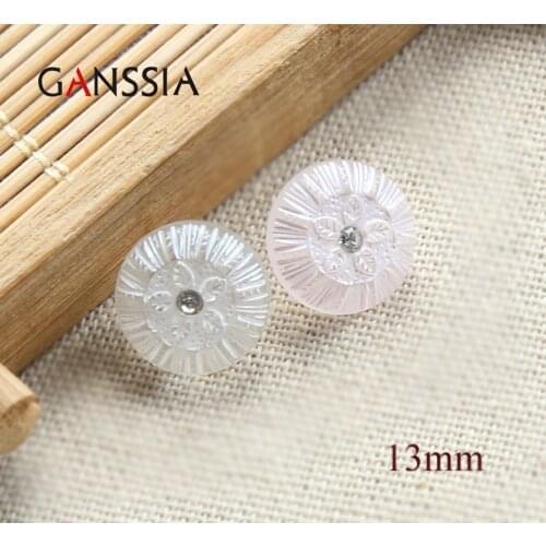 30pcs/lot Size: 13mm Flower buttons with stone Shirt resin button Scrapbooking DIY accessories (ss-107)