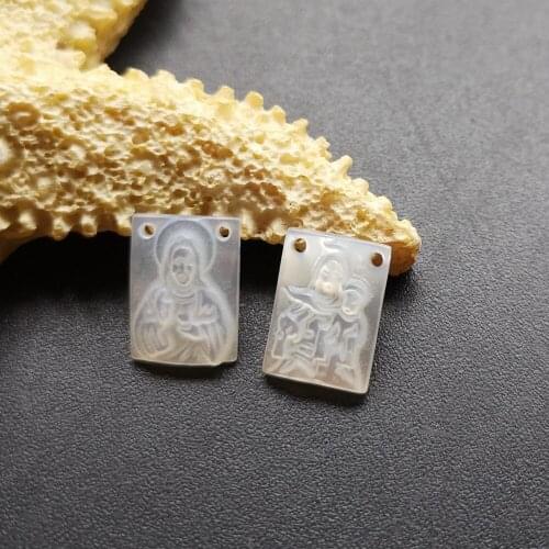 50pcs/lot 8x11mm Natural Rectangle sacred heart of jesus lady with baby Mother of Pearl Shell