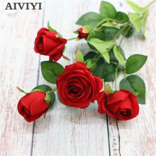 6 flower head DIY simulation silk rose home bedroom living room decoration artificial flower hotel table decoration 62cm