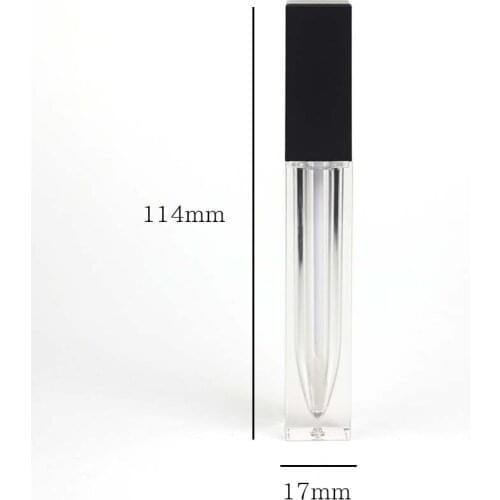 7ml Square Lip Gloss Container Cosmetics Packaging With Black Cap