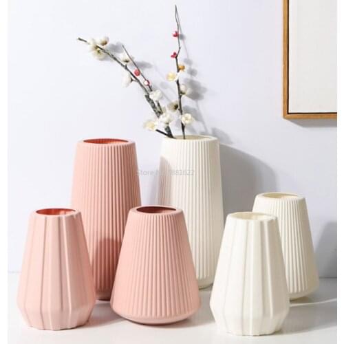 Anti-ceramic Vase 13x20cm European Home Decorations Plastic Vase Shatter-resistant Wedding Dried Flowers Real Flowers
