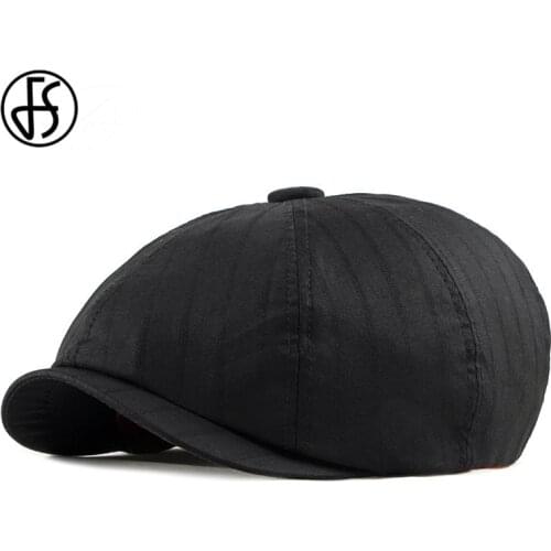 FS 2020 Spring Summer Beret Caps for Men Women Cotton Sun Hat Unisex Octagonal Caps Vintage Cabbie Gatsby Black Outdoor Hats