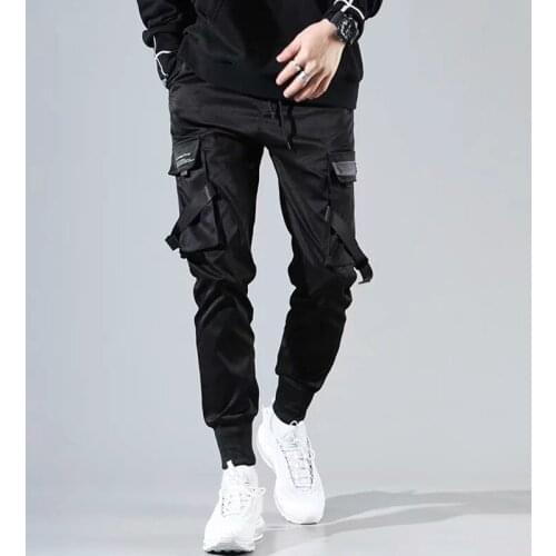 Men Cargo Pants Ribbons Harem Joggers Streetwear 2021 Hip Hop Casual Pockets Track Pants Male Harajuku Fashion Trousers