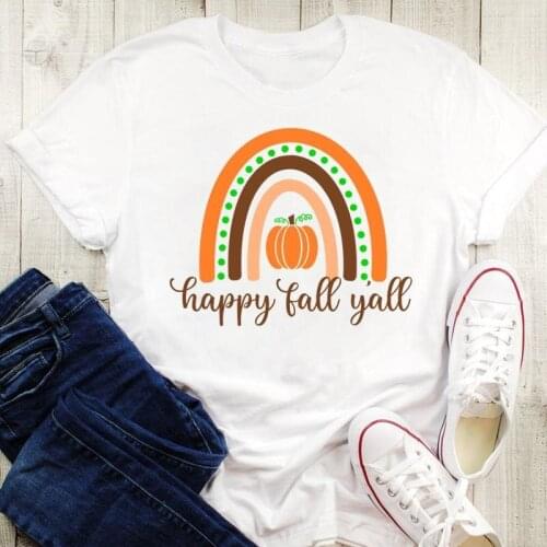 Graphic Print Tees Letters Pumpkin 90s Fall Autumn Women Halloween Thanksgiving Female 90s Cartoon Tops Tshirt T-Shirt