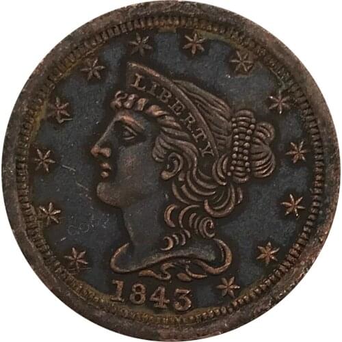 1843 United States of America Dollar Half Cent collectibles Red Copper Copy Coin