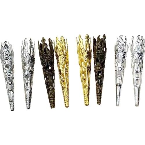 50pcs / lot 8X42mm Bead Caps Hollow Out Flower Bugle Filigree Bead End Cap Cone Jewelry Making Components Finder