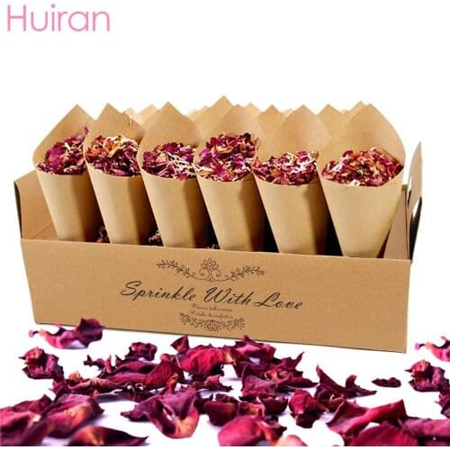 HUIRAN Confetti Cone Holder Rose Dried Flower Petal Wedding Decor For Weddings Decor Rustic Weding BIrthday Party Decor Confetti