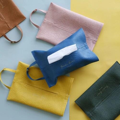 Nordic Creative Leather Bronzing Printing Can Hang Car Seat Back Car Pumping Paper Cover Paper Towel Shell Paper Towel Bag