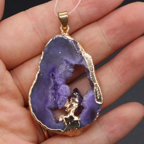 New Natural Stone Pendant Irregular Type Purple Quartzs Faceted Pendant Necklace For DIY Jewelry Best Birthday Gift Size 30x40mm